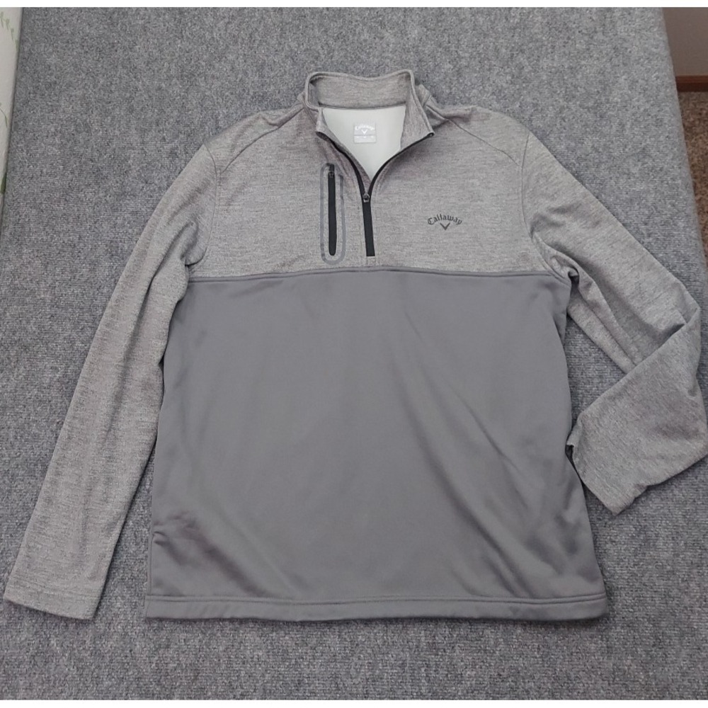 Callaway Pullover Sweater Men XL Gray 1/4 Zip Fleece Lined Tech Golf Performance